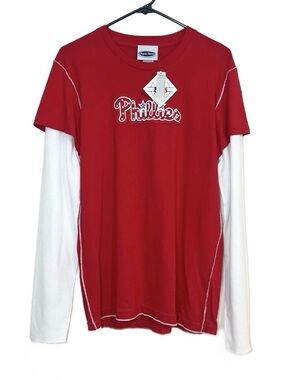 Philadelphia Phillies NWT Majestic Threads Rhinestone Long Sleeve Shirt XXL